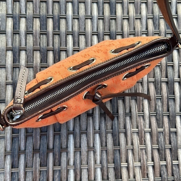 Dooney & Bourke Signature Canvas Handbag w/ Leather Trim - Burnt Orange & Brown - Picture 8 of 16